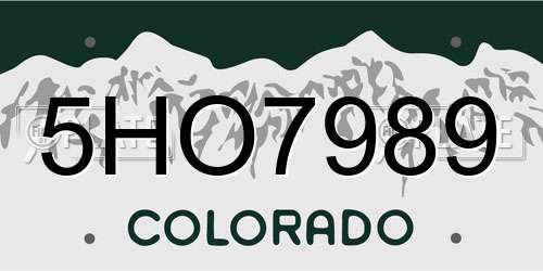 5HO7989 Colorado License Plate