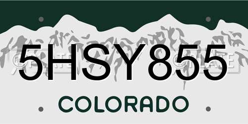 5HSY855 Colorado License Plate