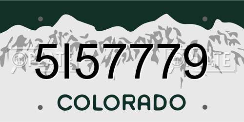 5I57779 Colorado License Plate
