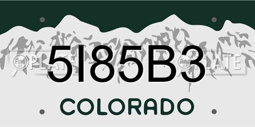 5I85B3 Colorado License Plate