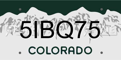 5IBQ75 Colorado License Plate