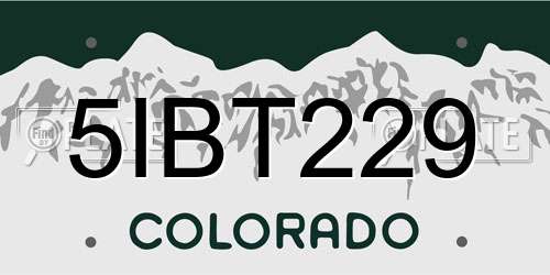 5IBT229 Colorado License Plate