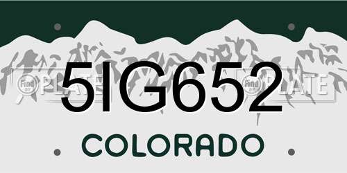 5IG652 Colorado License Plate