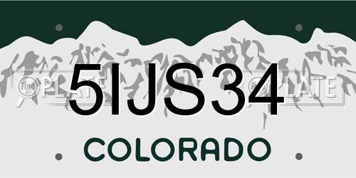 5IJS34 Colorado License Plate