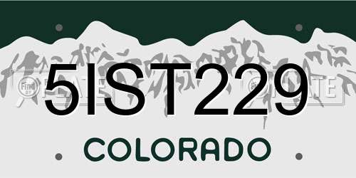 5IST229 Colorado License Plate
