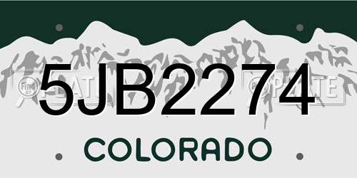 5JB2274 Colorado License Plate