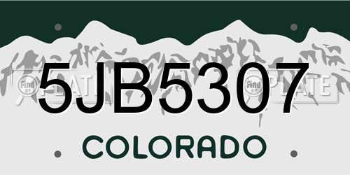 5JB5307 Colorado License Plate