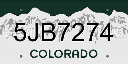 5JB7274 Colorado License Plate