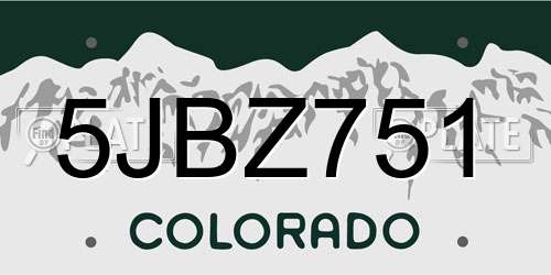 5JBZ751 Colorado License Plate