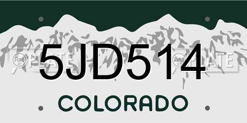 5JD514 Colorado License Plate