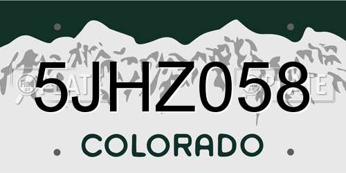 5JHZ058 Colorado License Plate
