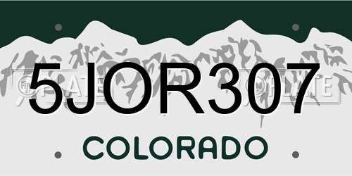 5JOR307 Colorado License Plate