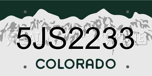 5JS2233 Colorado License Plate