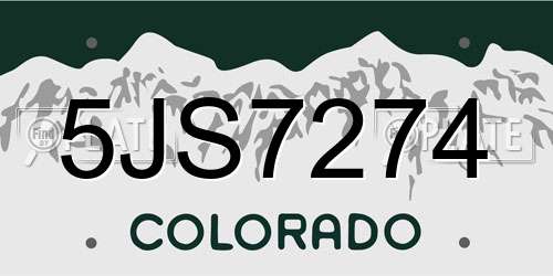 5JS7274 Colorado License Plate