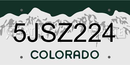 5JSZ224 Colorado License Plate