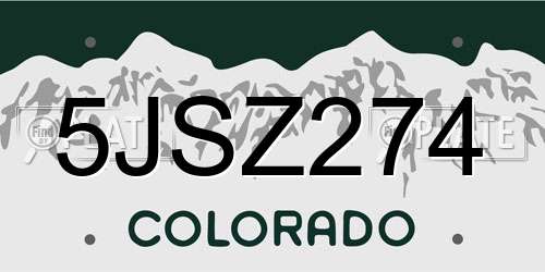 5JSZ274 Colorado License Plate