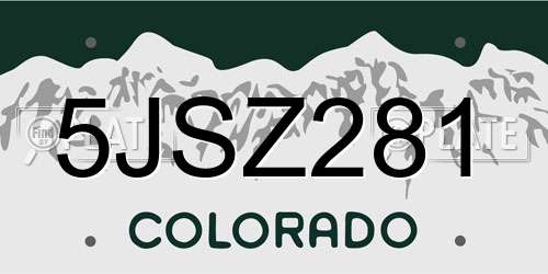 5JSZ281 Colorado License Plate