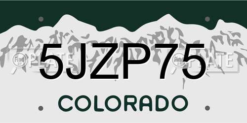 5JZP75 Colorado License Plate