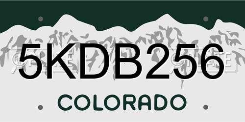 5KDB256 Colorado License Plate