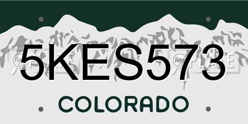 5KES573 Colorado License Plate