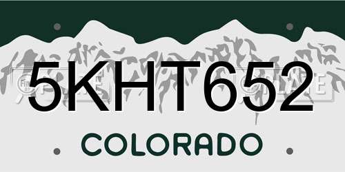 5KHT652 Colorado License Plate