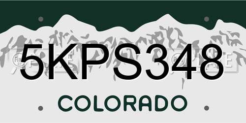 5KPS348 Colorado License Plate