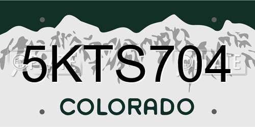 5KTS704 Colorado License Plate