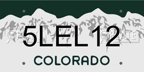 5LEL12 Colorado License Plate