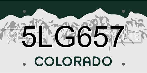 5LG657 Colorado License Plate