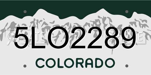5LO2289 Colorado License Plate