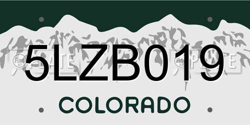5LZB019 Colorado License Plate