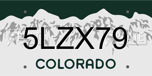 5LZX79 Colorado License Plate