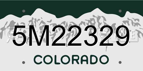 5M22329 Colorado License Plate