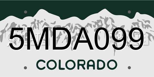 5MDA099 Colorado License Plate