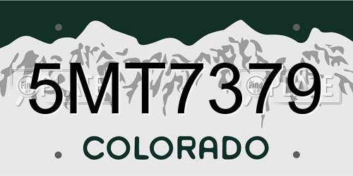 5MT7379 Colorado License Plate