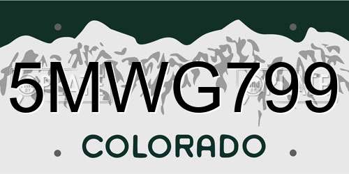 5MWG799 Colorado License Plate
