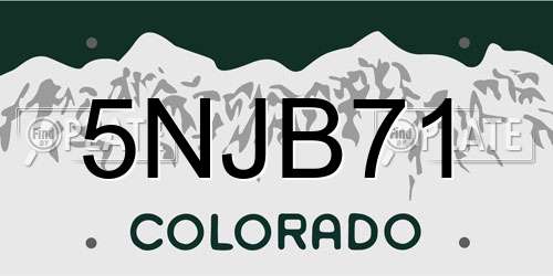 5NJB71 Colorado License Plate