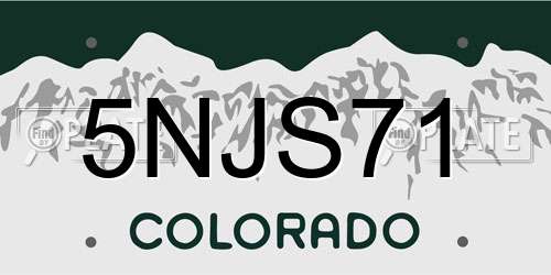 5NJS71 Colorado License Plate