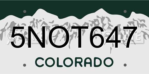 5NOT647 Colorado License Plate