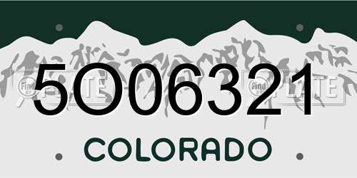 5O06321 Colorado License Plate