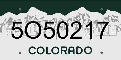 5O50217 Colorado License Plate