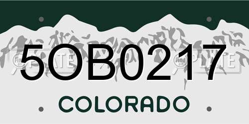 5OB0217 Colorado License Plate