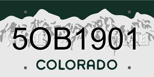 5OB1901 Colorado License Plate