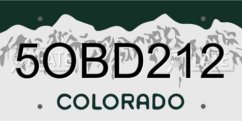 5OBD212 Colorado License Plate