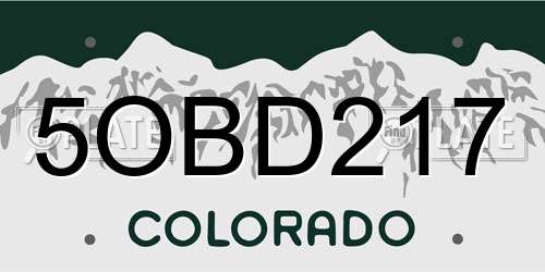 5OBD217 Colorado License Plate