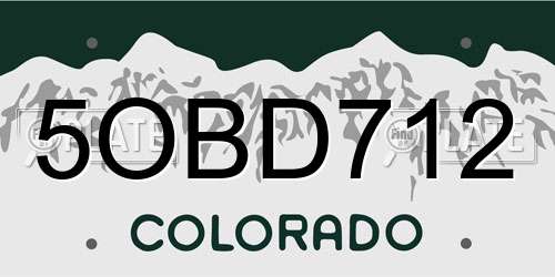 5OBD712 Colorado License Plate