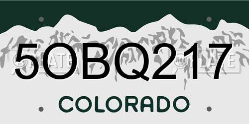 5OBQ217 Colorado License Plate