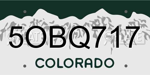 5OBQ717 Colorado License Plate