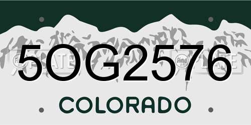 5OG2576 Colorado License Plate