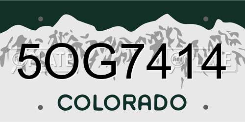 5OG7414 Colorado License Plate
